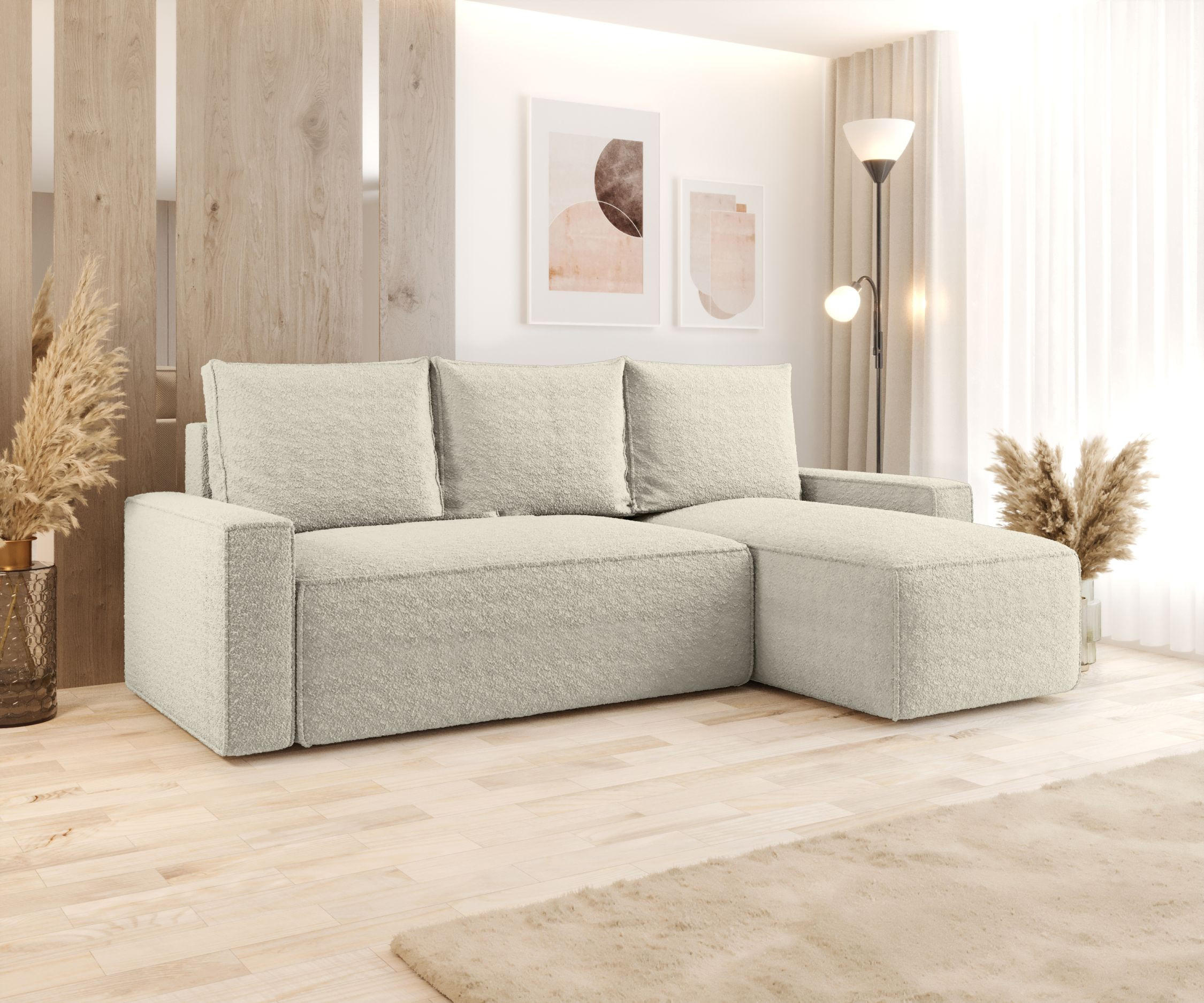 ECKSOFA mit Schlaffunktion SAVIO Quelle 03 Rechts - Beige, Textil (232/140cm) - Bedante