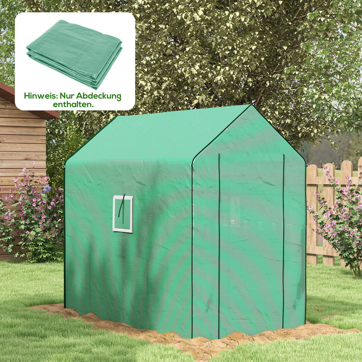 PE-FOLIE für Tunnelgewächshaus, Grün 140 x 213 x 190 cm - Grün, Kunststoff (213/190/140cm) - Outsunny
