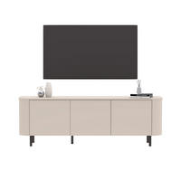 TV-MÖBEL 3 Türen abgerundete Kanten Kaschmir 180,2/42/60,2 cm - Beige, Holzwerkstoff (42/60.2/180.2cm) - Calicosy