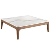 COUCHTISCH Quadratischer Couchtisch aus Porzellanmarmor und Nussbaumholz 100/100/30 cm - Nussbaumfarben/Weiß, Holz/Stein (100/100/30cm) - ANGEL CERDA