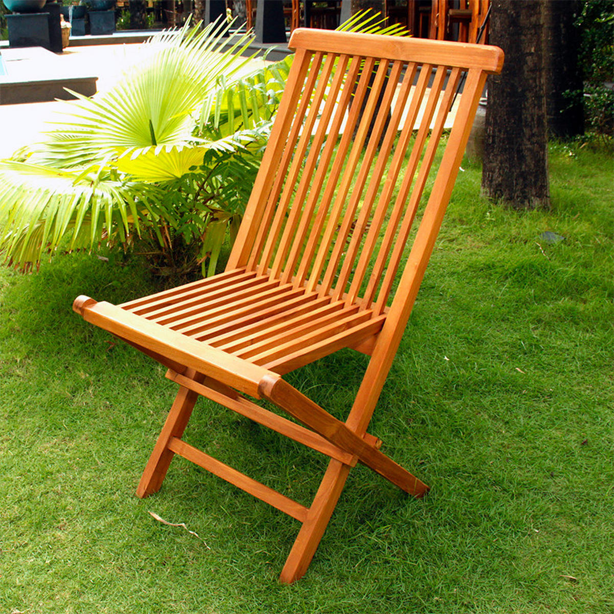 STUHL Teck Braun klappbar Set mit 4 - Braun, Holz (46/90/59cm) - Concept Usine