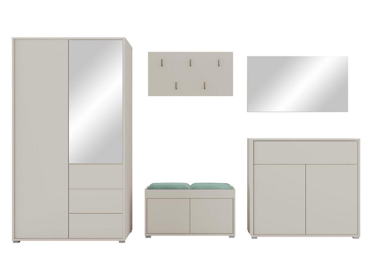 GARDEROBEN-SET Gesita V - Kaschmir/Silberfarben, Holzwerkstoff/Kunststoff (100/178/59cm) - MIRJAN24