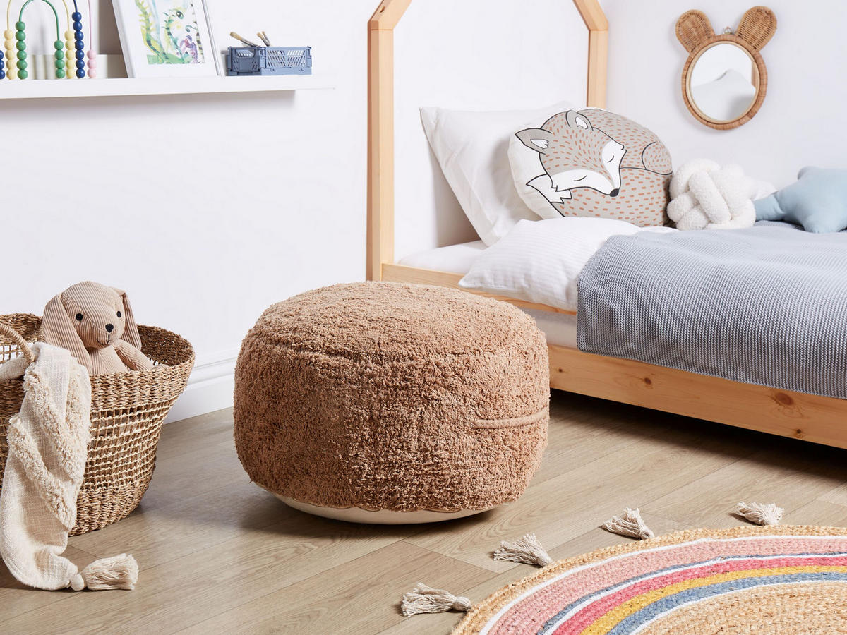 POUF Baumwolle Braun Kandhkot - Braun, Kunststoff (50/35/50cm) - Beliani