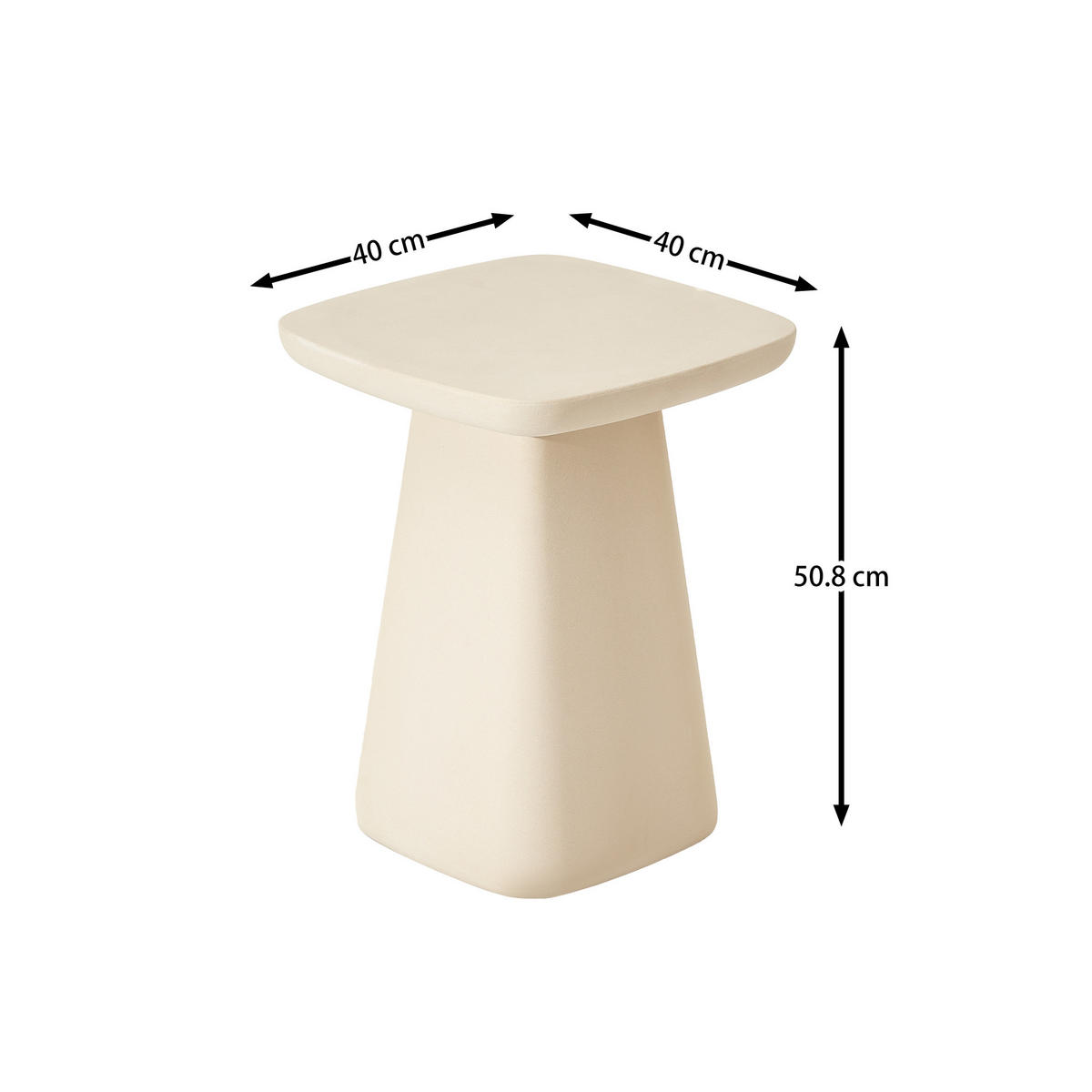 BEISTELLTISCH HORIZON aus Beton 40 x 40 x 50.8 cm - Creme, Naturmaterialien (40/40/50.8cm) - Elementi