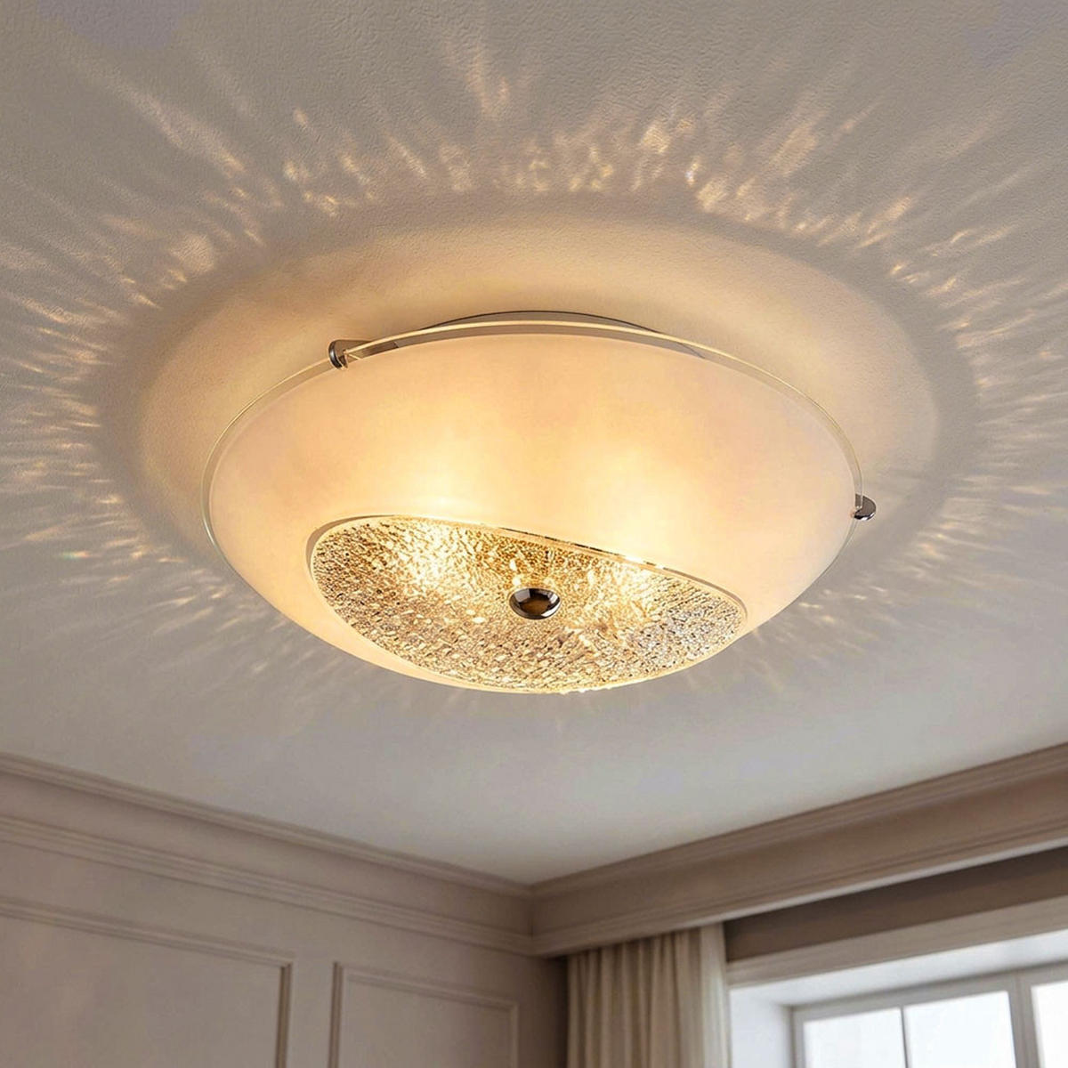 LED DECKENLEUCHTE KESSY Glas Chrom Weiß - Weiß, Glas (25/25/8cm) - Globo Lighting