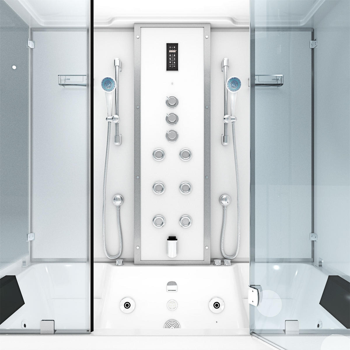 BADEWANNE Dusche K80-WS-TH-C-SC-EA Duschtempel - Weiß, Glas/Kunststoff (180/100/228cm) - AcquaVapore by Sandra Jentho