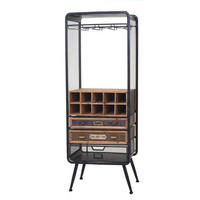 WEINREGAL Schwarz, Braun - Schwarz/Braun, Holz (57/157/38cm) - MCW