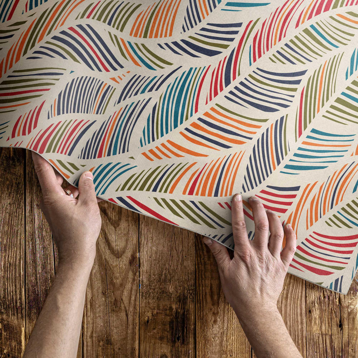 TEPPICH 100x150 cm Bunte Abstrakte Blätter Boho - Multicolor, Kunststoff (100/150cm) - Wallfluent