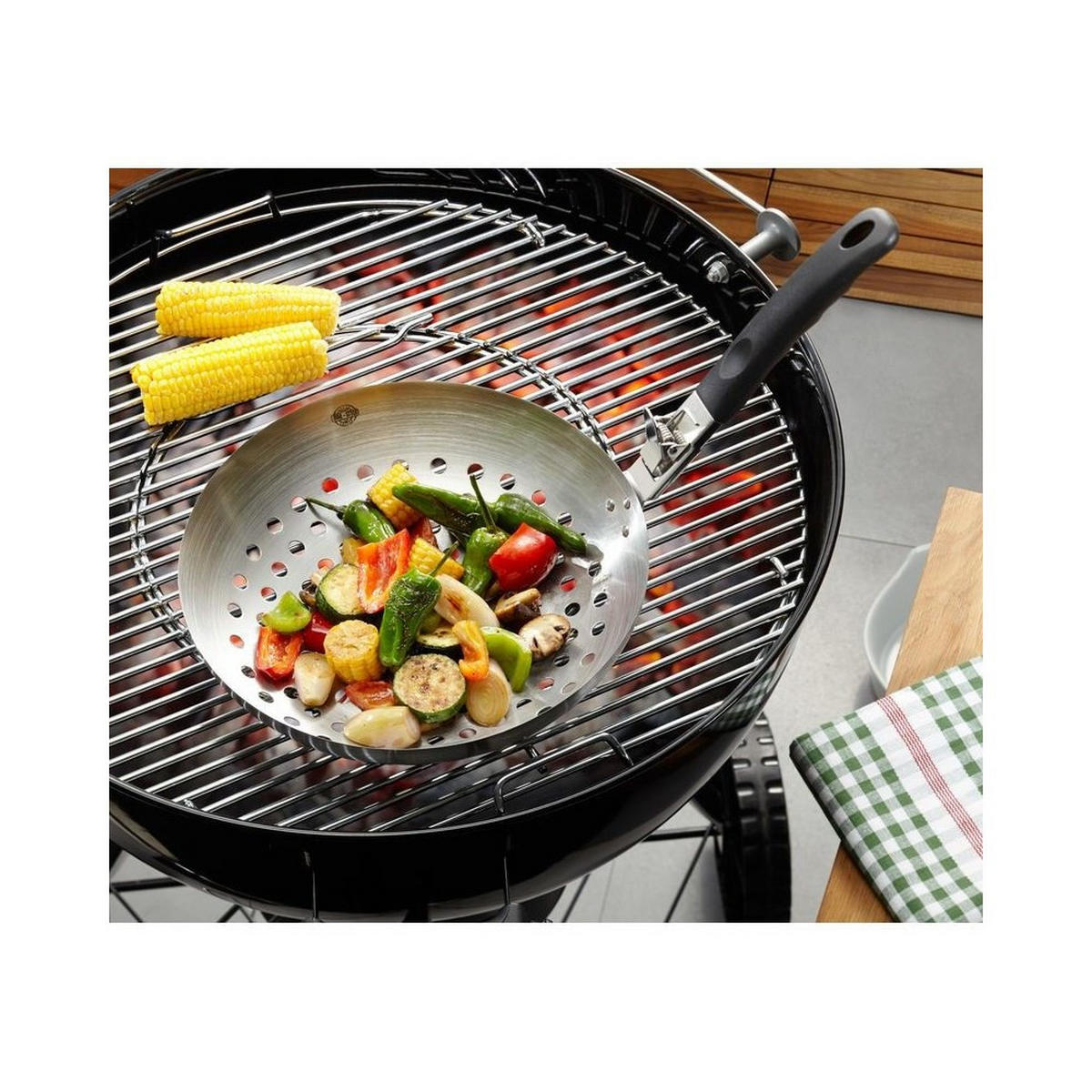 GRILLKORB Silber 48.5/28/17 cm 89250 - Silberfarben, Textil (48.5/28/17cm)