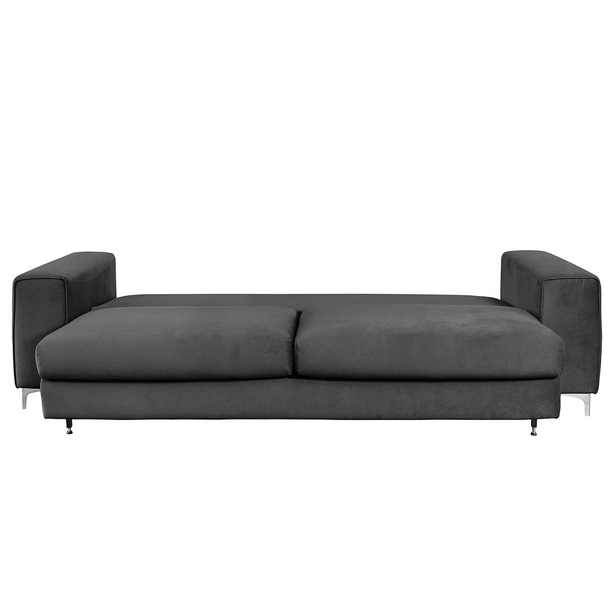 SCHLAFSOFA - Samt - Dunkelgrau/Silberfarben, Textil/Metall (265/91/105cm) - home24