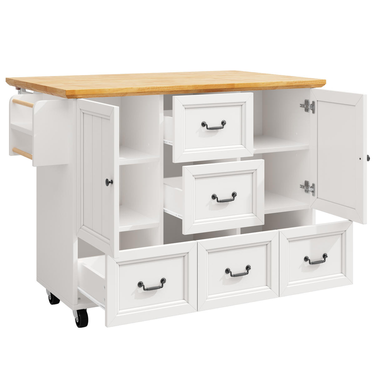 KÜCHENINSEL DE-41145 120/45-73/93 cm mit klappbarem Tischdesign Weiß - Weiß, Holzwerkstoff (120/93/45cm) - ComfortXL