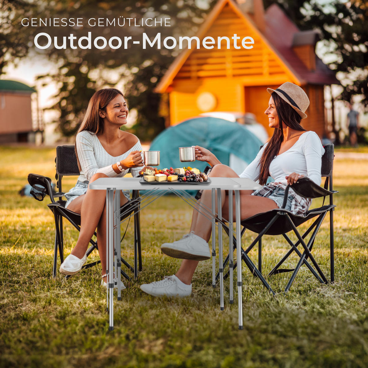 CAMPINGTISCH Julian,80 x 60 x 68 cm,grau - Grau, Holz (80/60/68cm) - tectake