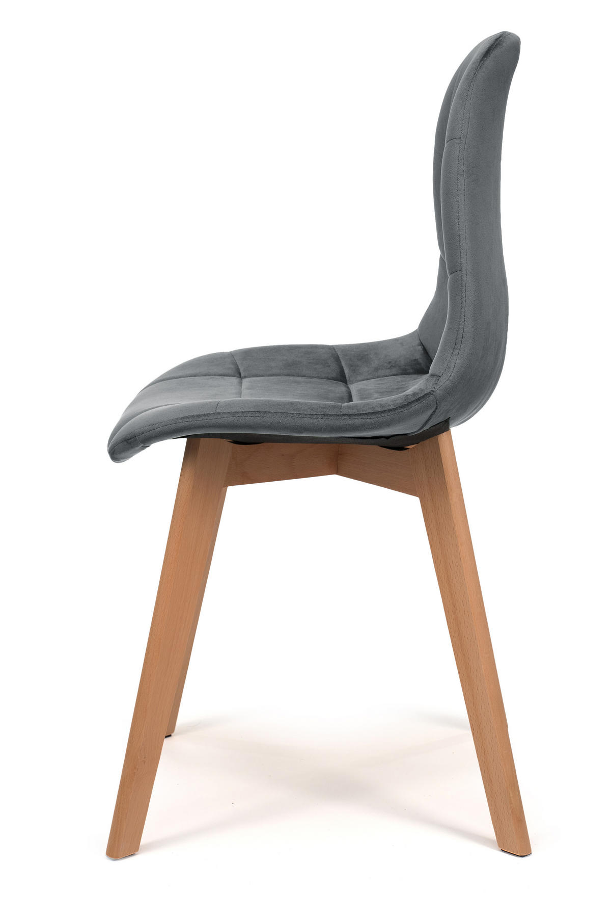 STUHL VEGAS im skandinavischen Stil - grau - Samt Velours - Naturfarben/Grau, Holz/Kunststoff (47/86/42cm) - NEW HOME