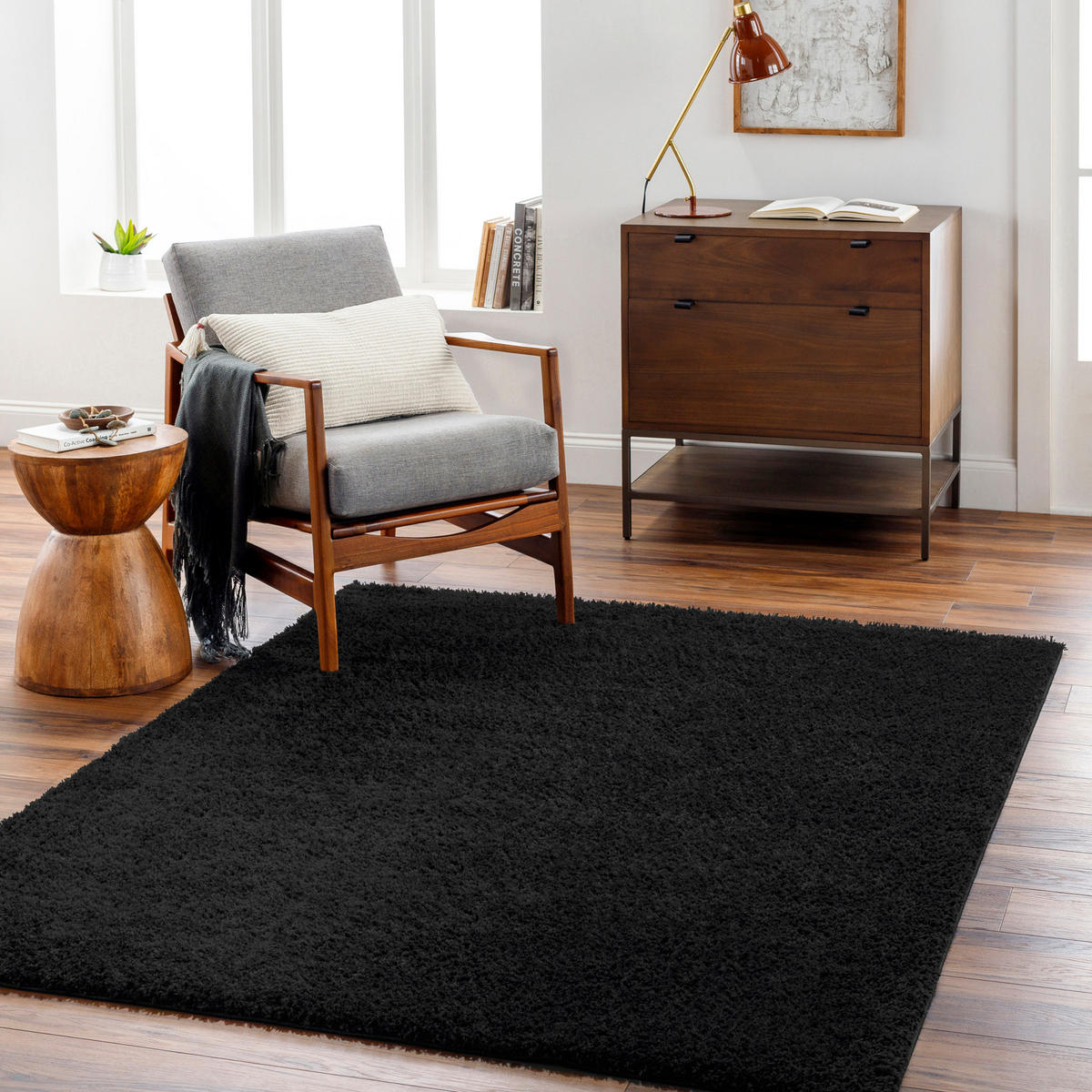 HOCHFLORTEPPICH 160/213 cm Schwarz - Schwarz, Naturmaterialien/Kunststoff (160/213cm) - LIVABLISS