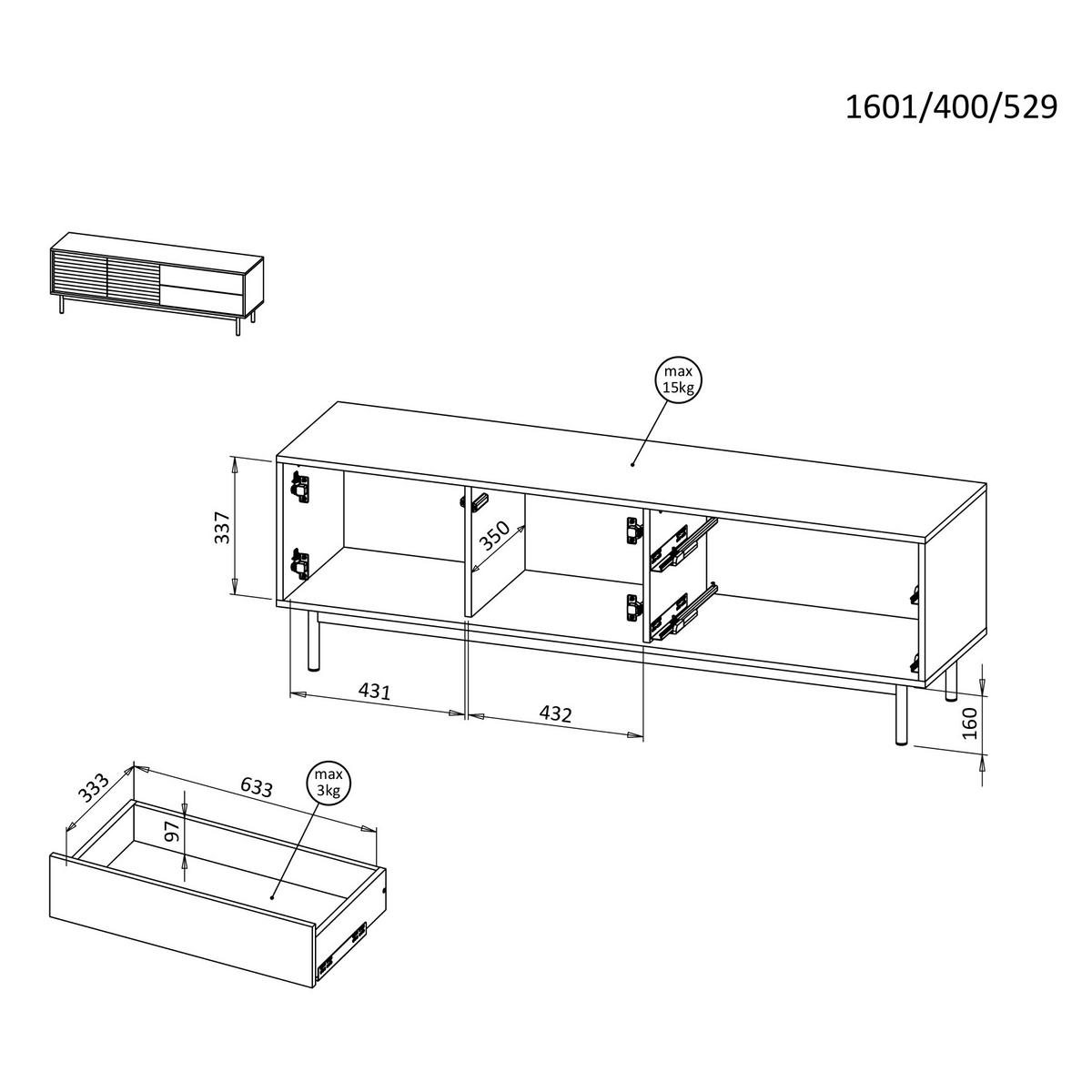 LOWBOARD Terra mit 2 Türen und 2 Schubladen, Kaschmir/geölte Eiche - Kaschmir, Holzwerkstoff/Metall (160/53/40cm) - Beautysofa