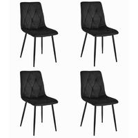 ESSZIMMERSTUHL 4-er Set TYRA schwarzer Sitz, schwarze Beine - Schwarz, Textil (44.5/87/54.5cm) - Valora