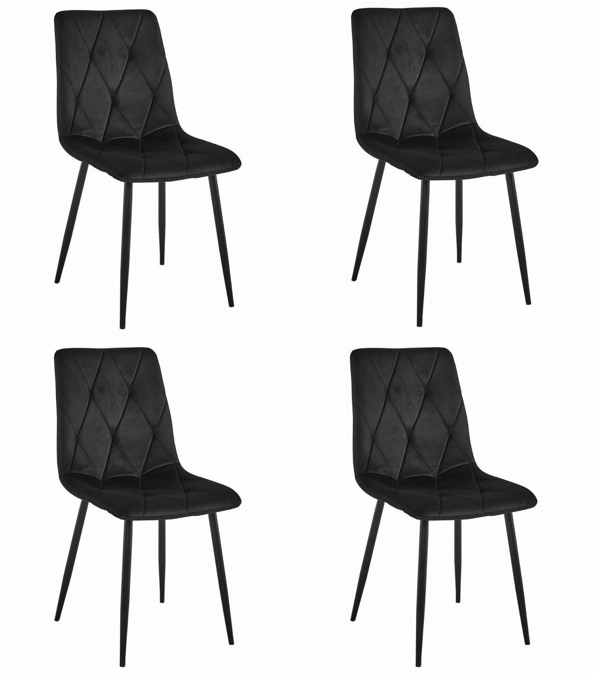 ESSZIMMERSTUHL 4-er Set TYRA schwarzer Sitz, schwarze Beine - Schwarz, Textil (44.5/87/54.5cm) - Valora