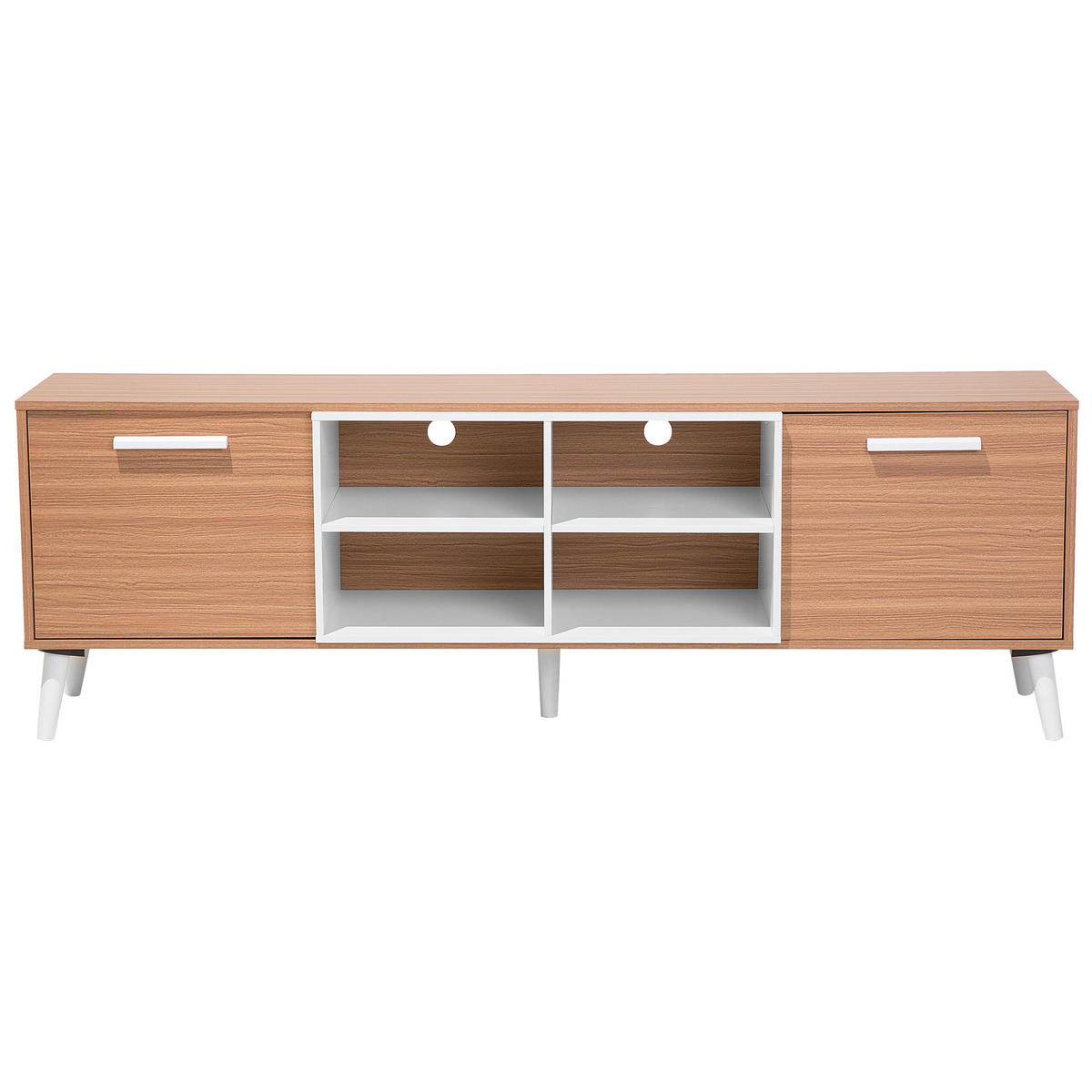 TV-MÖBEL Hellbraun, Weiß ALLOA 40/180/60 cm - Hellbraun, Holzwerkstoff (180/60/40cm) - Beliani