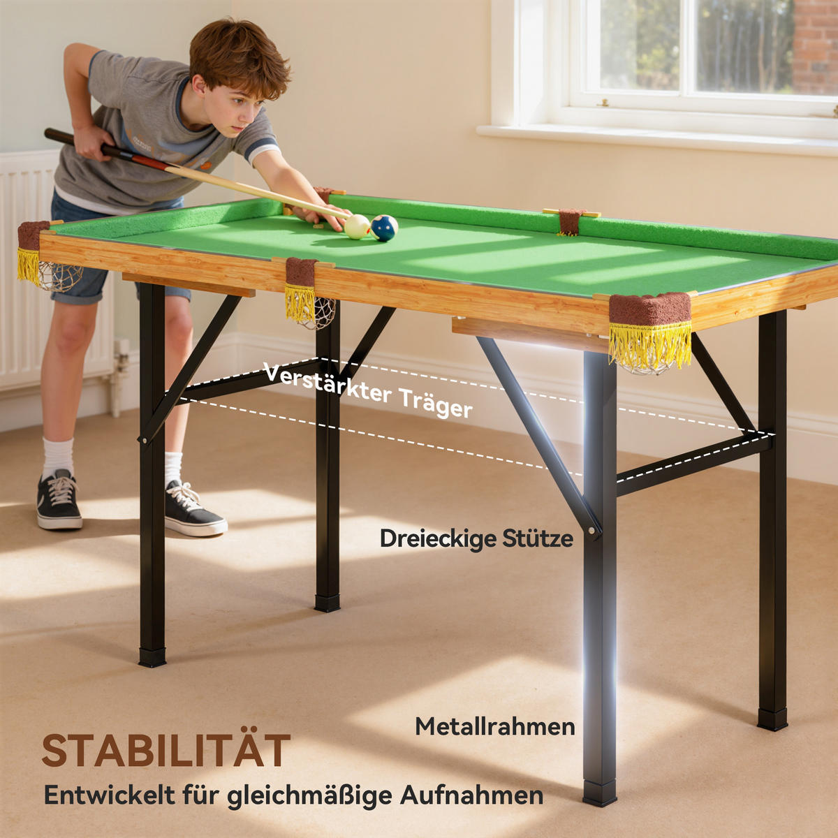KLAPPBARER BILLARDTISCH DE-10820 Grün - Grün, Holzwerkstoff (63/120cm) - ComfortXL