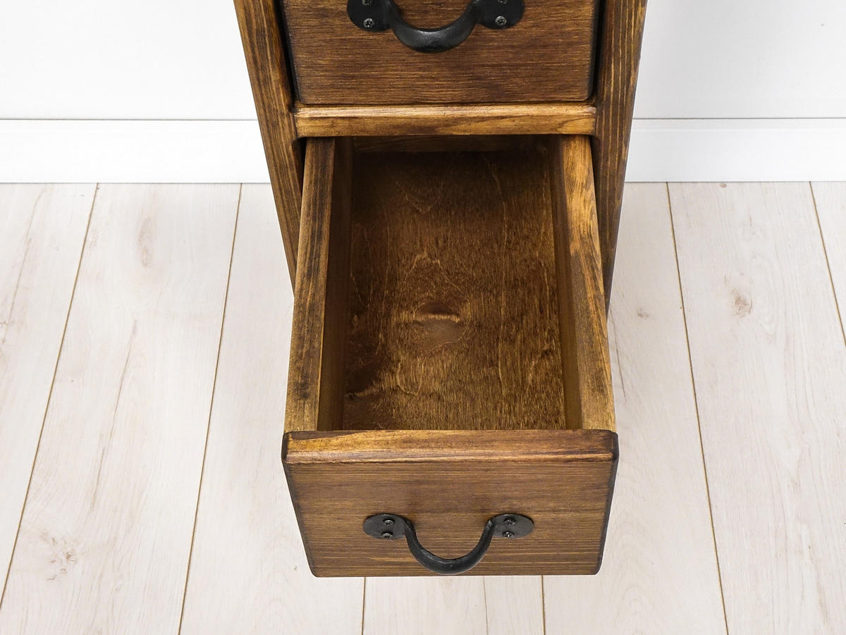 NACHTTISCH aus Massivholz Rustyk 1 - Dunkelbraun/Schwarz, Holz (29/69/40cm) - Seart