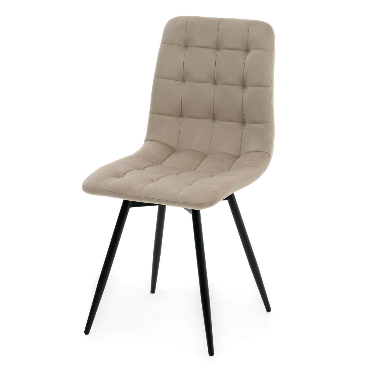 STUHL ARCO drehbar gepolstert mit Steppung - dunkelbeige - Samt Velours - Schwarz/Braun, Textil/Metall (46/90/51cm) - NEW HOME