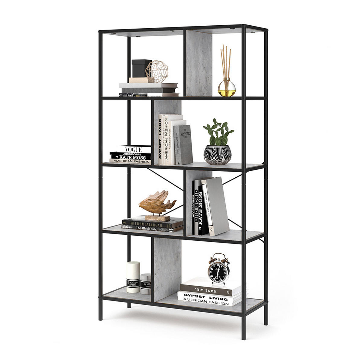 RAUMTEILER Fyrk, Beton/Schwarz, 80 x 146 cm - Grau, Holzwerkstoff (80/146/30cm) - Vicco