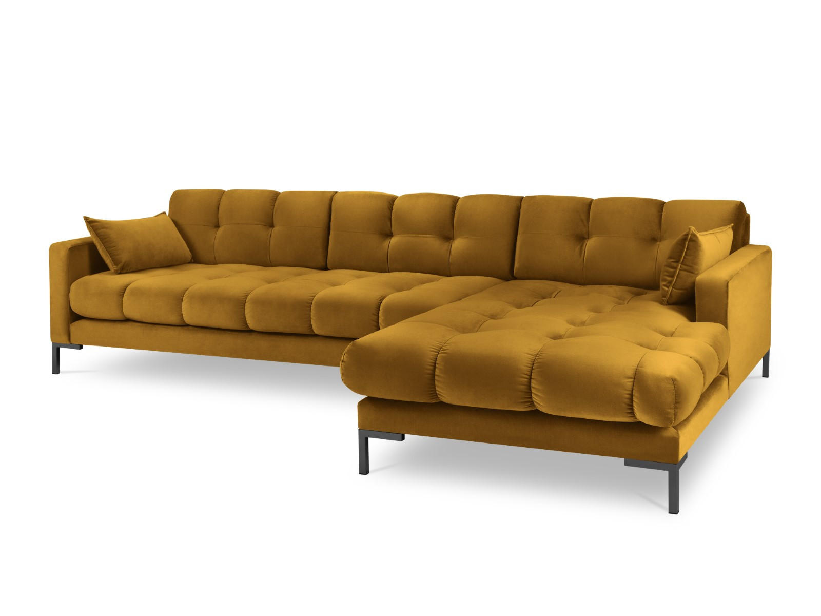 ECKSOFA rechts Mamaia aus Samt gelb 5 Sitzplätze - Gelb, Textil (185/293cm) - Micadoni