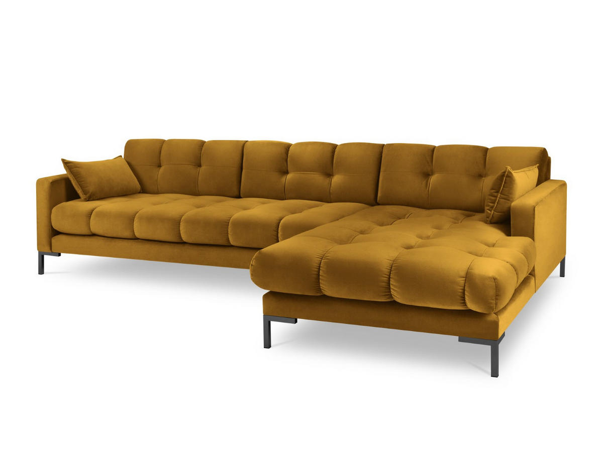 ECKSOFA rechts Mamaia aus Samt gelb 5 Sitzplätze - Gelb, Textil (185/293cm) - Micadoni