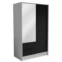DREHTÜRENSCHRANK CAVA 102/200/51 cm Modern Kleiderschrank 2-türig mit Spiegel Weiß - Weiß, Holzwerkstoff (102/200/51cm) - MASSENO