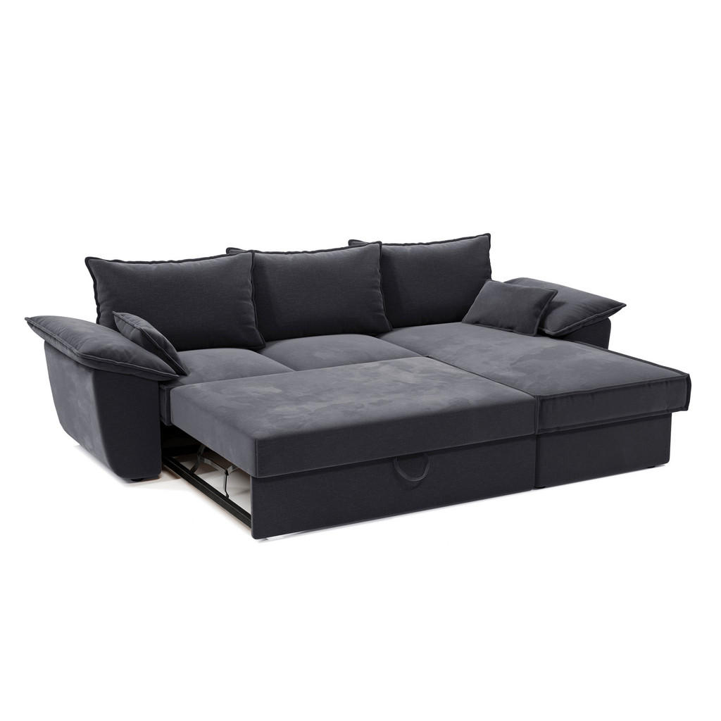 Thumbnail - Sia Home Ecksofa, Graphit, Textil, 4-Sitzer, L-Form, Ottomane rechts,Rechteckig, 257x168 cm, Wohnzimmer, Sofas & Couches...