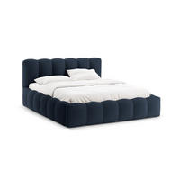 BETT mit Bettkasten und Kopfteil Lupine aus strukturiertem Stoff königsblau 180x200cm - Dunkelblau, Textil (180/200cm) - Micadoni