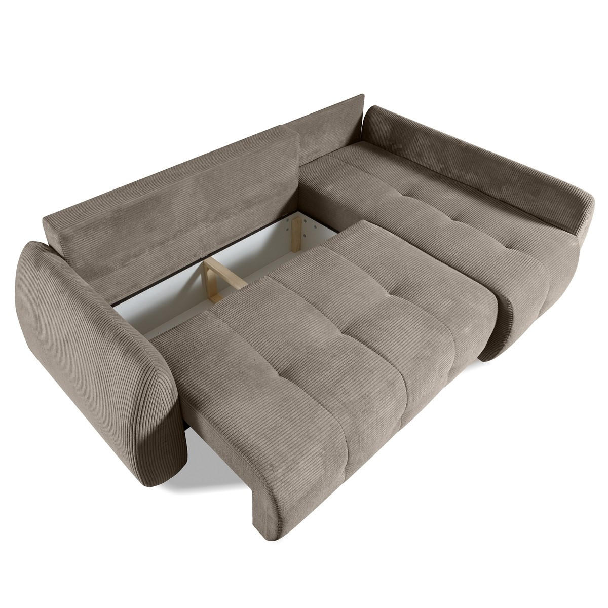 ECKSOFA Luna Hellbraun, mit Schlaffunktion - Hellbraun, Holzwerkstoff/Textil (252/155cm) - Bettso