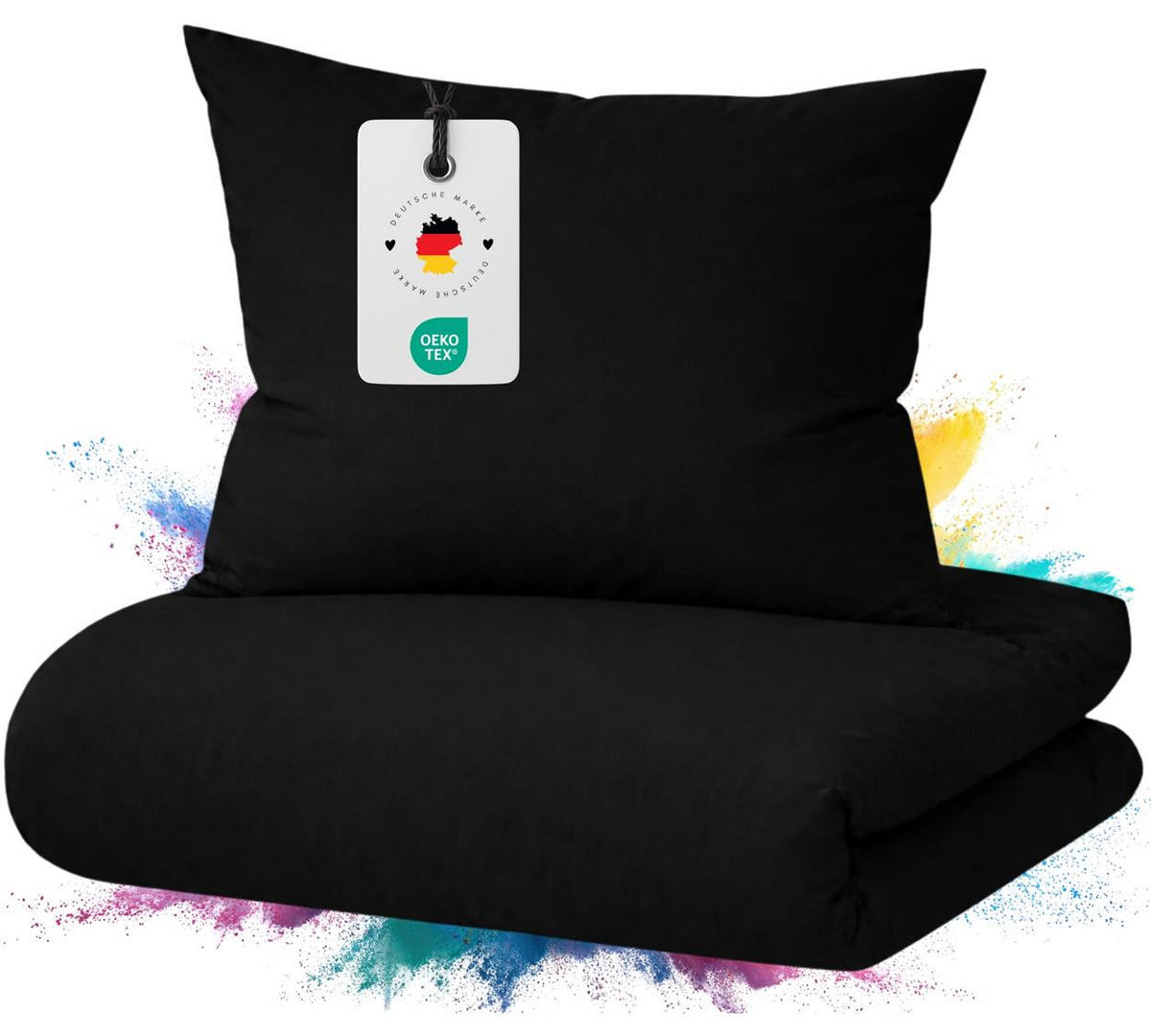 BETTWÄSCHE Mako Satin 155x220 cm aus 100% Baumwolle mit Reißverschluss, Uni Bettbezug 155 x 220 - Schwarz - Schwarz, Textil (155/220cm) - Carpe Sonno