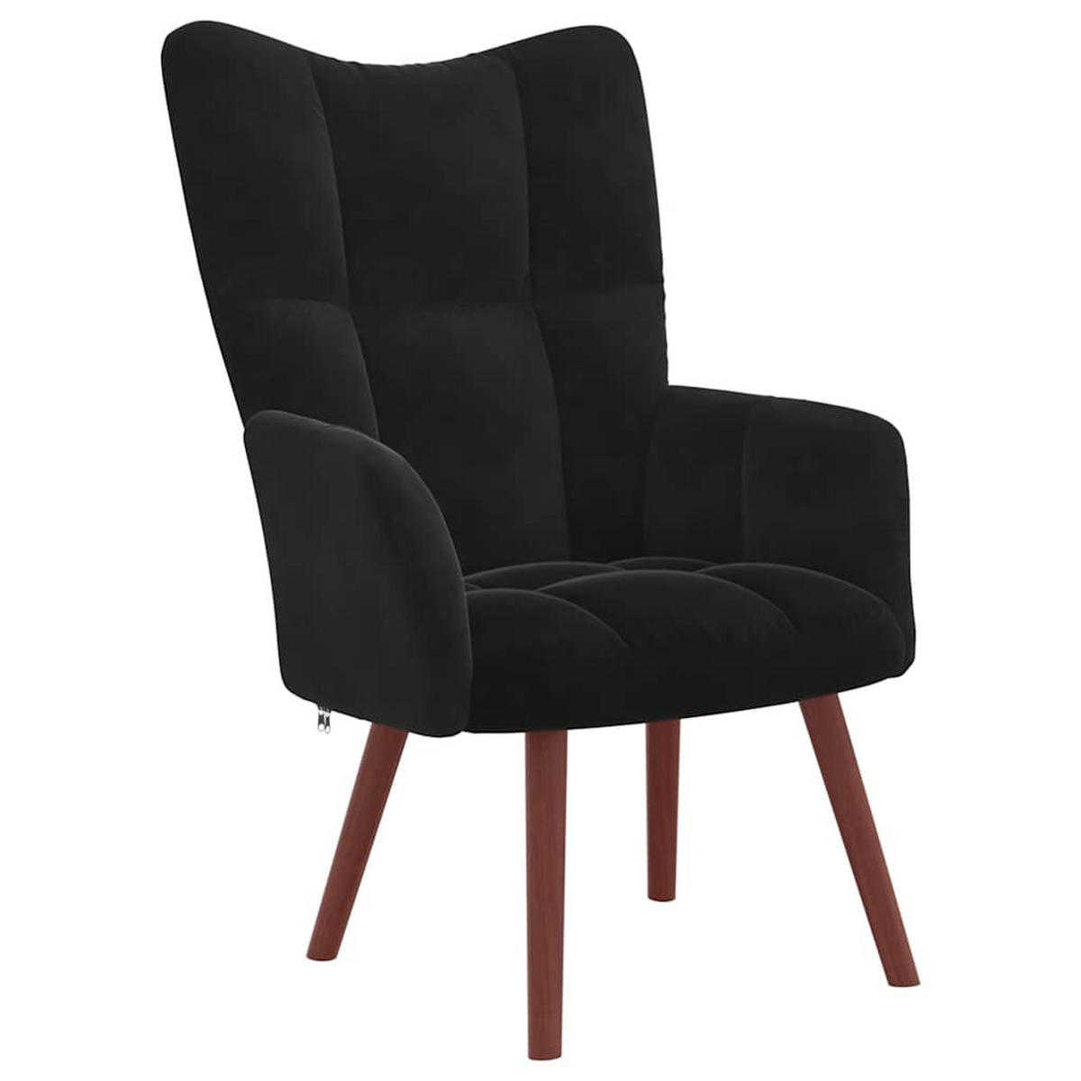 SESSEL mit Hocker, Holzbeine 61,5/69/95,5 cm aus Samt Schwarz - Schwarz/Braun, Holz/Textil (61.5/95.5/69cm) - vidaXL
