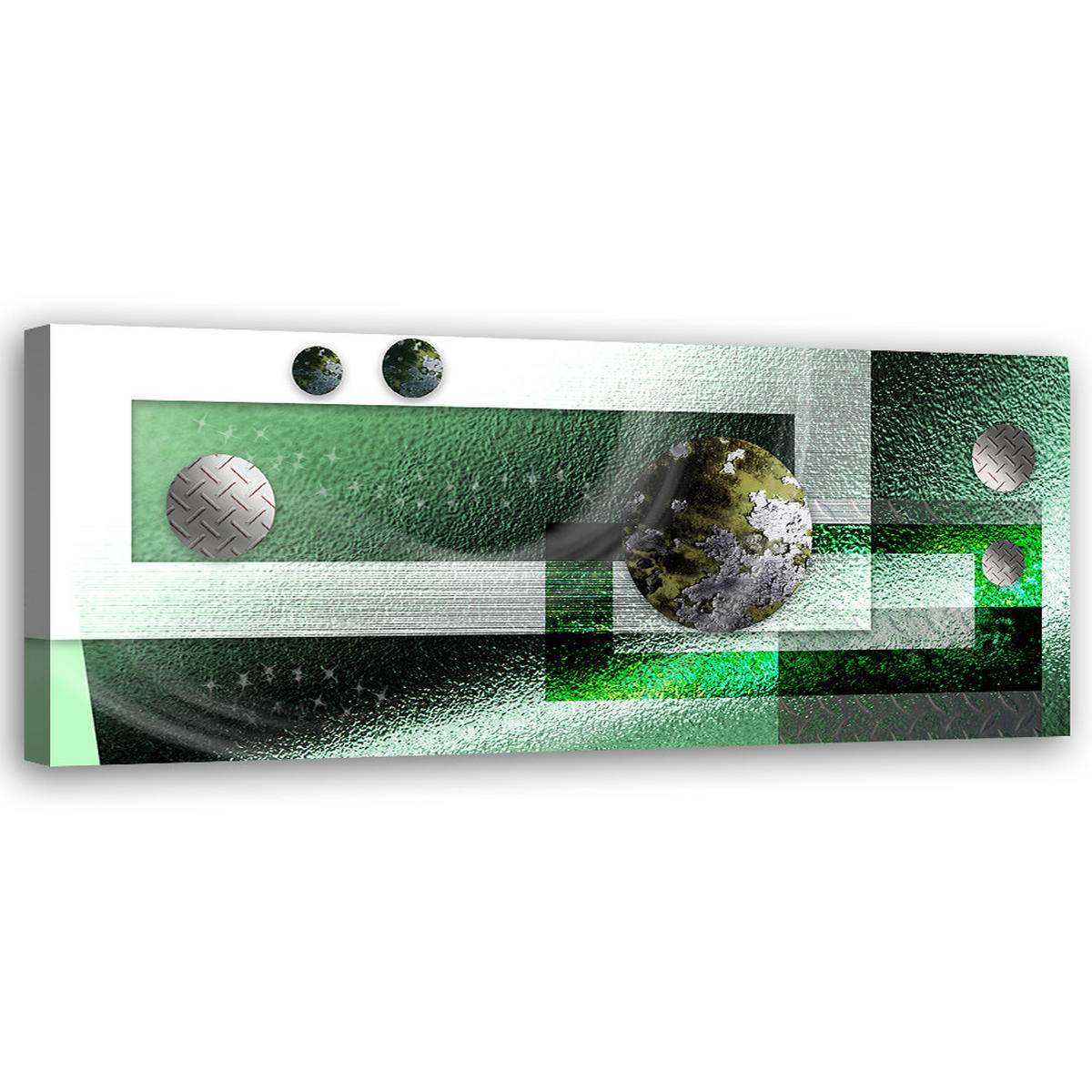 WANDBILD grüne metallkugeln abstrakt - Grün, Textil (90/30cm) - Feeby