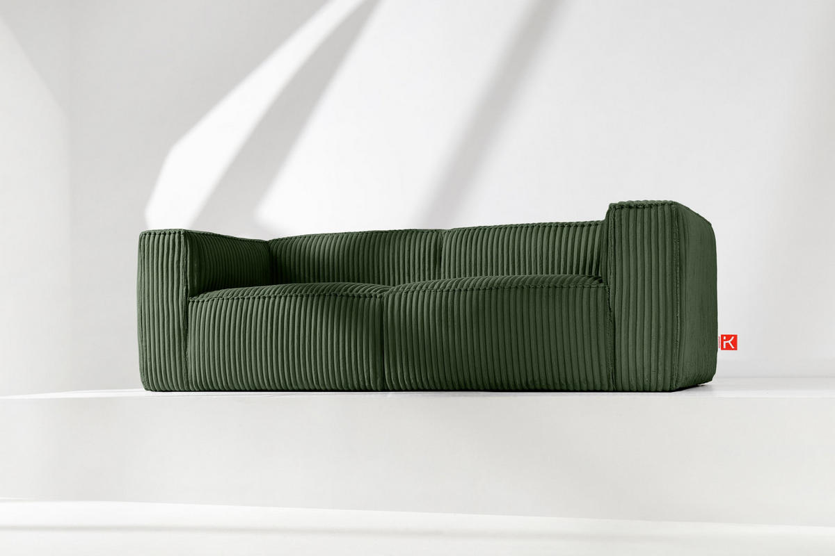 3-SITZER-SOFA FEROX Modern, Cord-Stoff, dunkelgrün - Dunkelgrün, Textil (246/73/96cm) - KONSIMO®