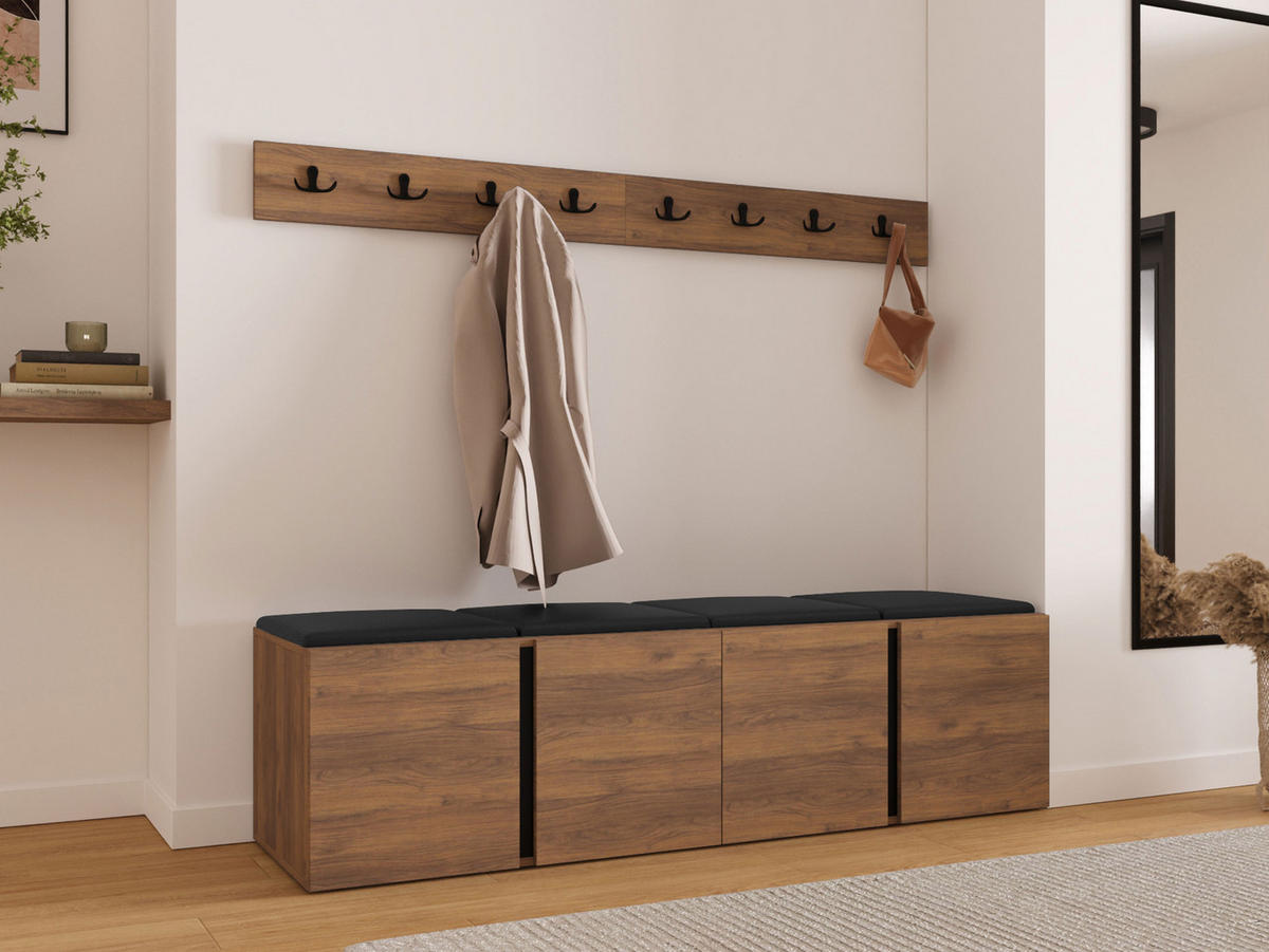 MOBILIER PENTRU HOL Orion VII - culoare lemn de nuc/negru, material plastic/compozit lemnos (168/42/46cm) - MIRJAN24