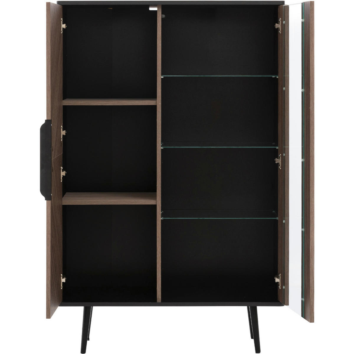 VITRINE PINELLO 05 - Schwarz/Braun, Holzwerkstoff (90/140/41cm)