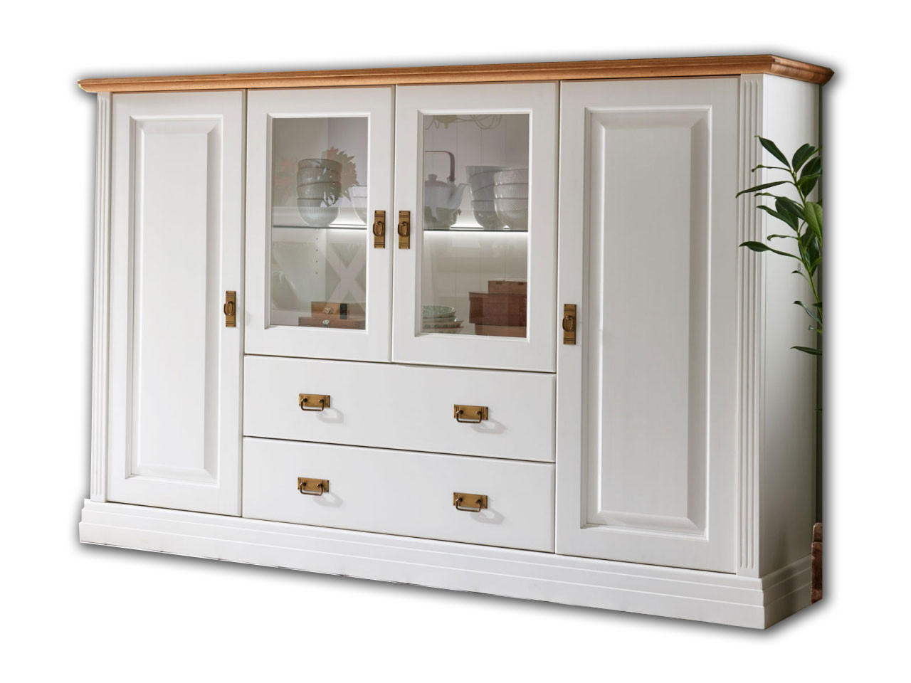 Casamia Massive Möbel Highboard Weiß, Braun 202x133x45 cm