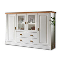 HIGHBOARD Novara - Weiß/Braun, Holz (202/133/45cm) - Casamia Massive Möbel