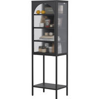 VITRINE 50/35/160 cm in Schwarz aus Metall und Glas mit verstellbaren Böden - Schwarz, Glas (50/160/35cm) - Flora Grace