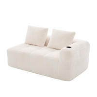 2-SITZER Sofa aus Cord 158x93x61 cm in Beige mit Seitenfächern & Becherhaltern - Beige, Textil (93/61/158cm) - Modfu
