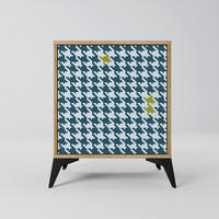SIDEBOARD OUT OF CONTEXT, Eichefarben, 57,5x42x70,5 cm, Schwarze Metall-Sternfüße - Eichefarben/Multicolor, Holzwerkstoff/Metall (57.5/70.5/42cm) - SpaceRebels