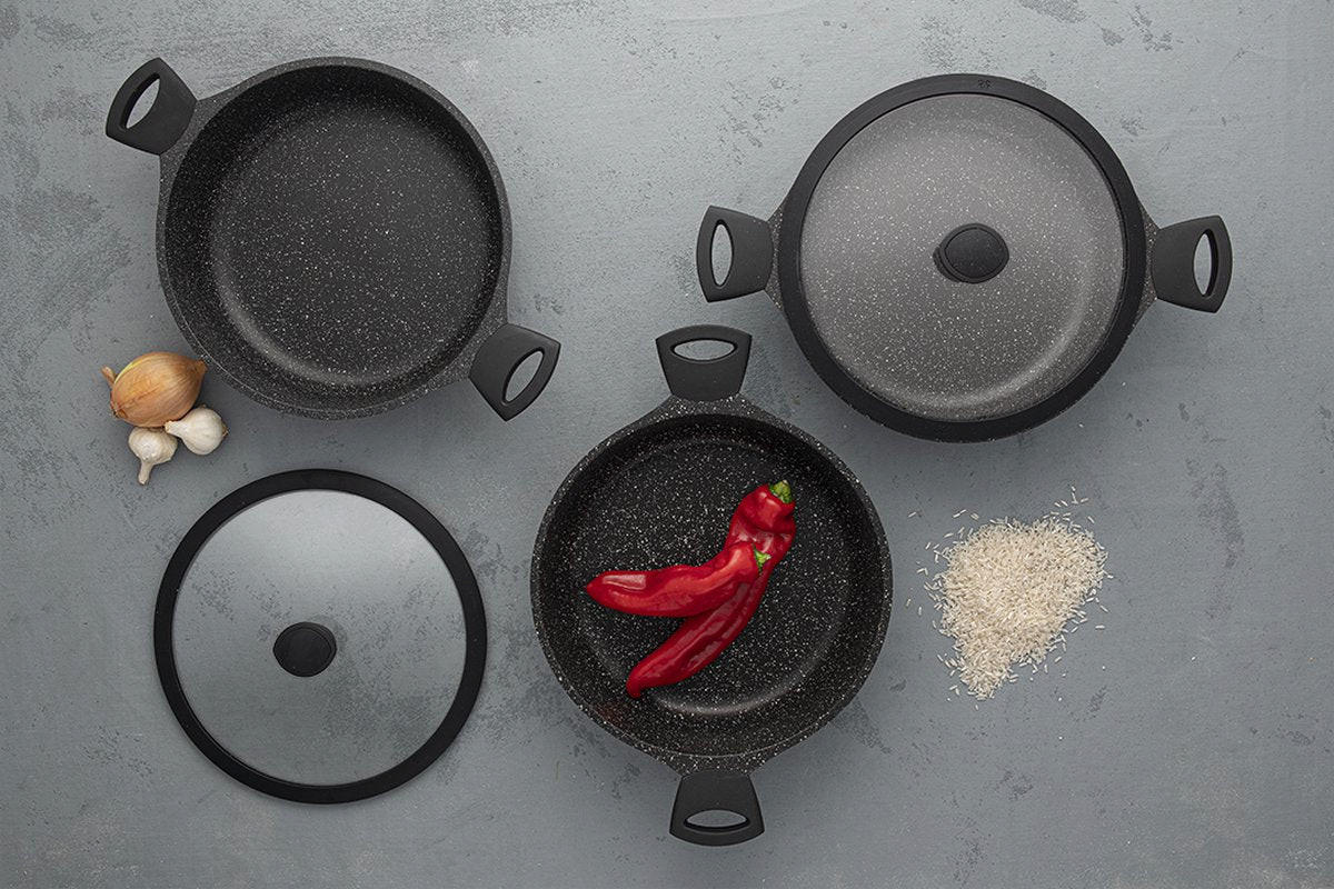 SCHMORPFANNE / Sauteuse mit Deckel Fair Cooking Ø 28 cm – standard-antihaftbeschichtung - Schwarz, Metall (1/28/8cm) - Sola