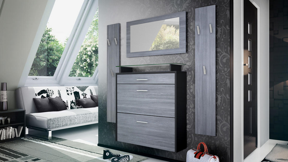 GARDEROBE Malea Front in Avola-Anthrazit - Anthrazit, Holzwerkstoff (180/180/23cm) - Vladon