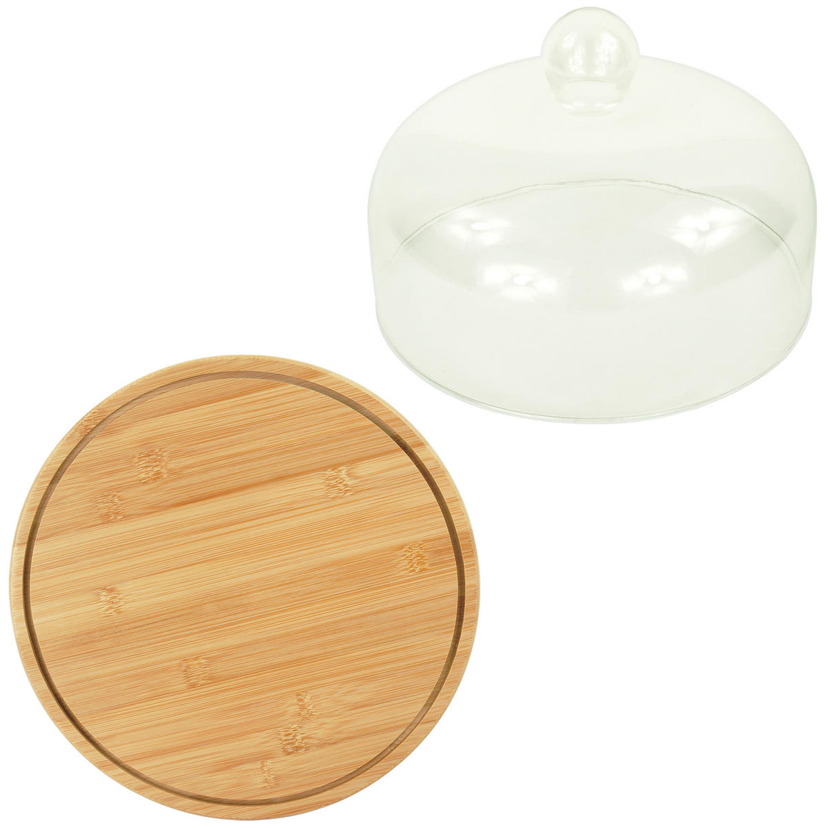 TORTENPLATTE - Hellbraun, Glas/Holz (28/16/28cm) - Relaxdays