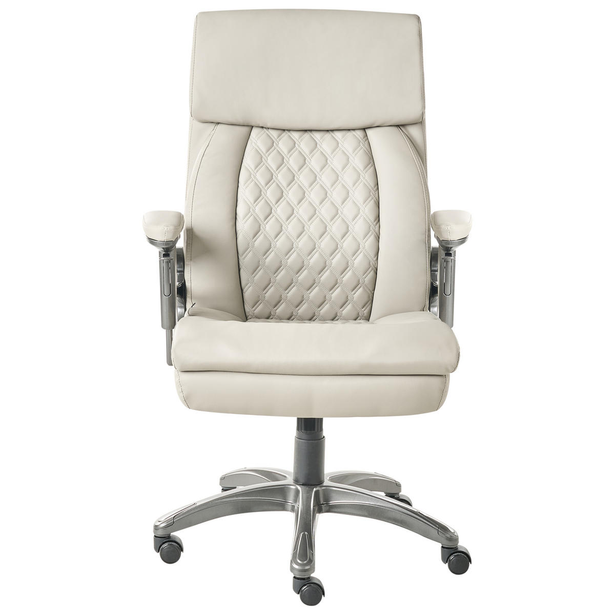 CHEFSESSEL Beige Gallant - Beige/Silberfarben, Kunststoff (66/113/66cm) - Beliani