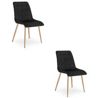 STUHL Schwarz 49x60 cm SPLIT Samtbezug 2 Stück - Schwarz, Metall (49/59/60cm)