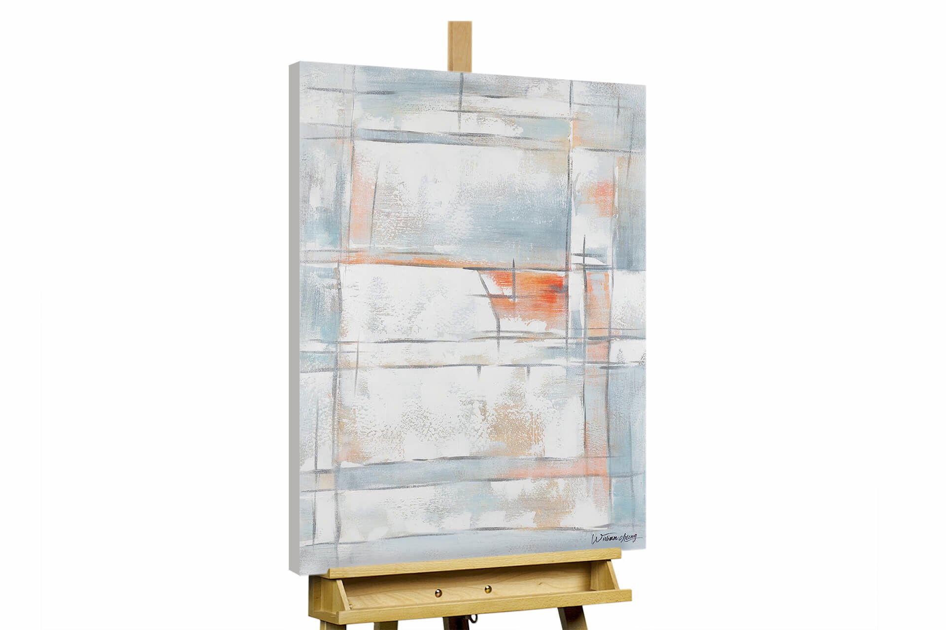 ACRYLBILD HANDGEMALT 60/90 cm - Grau, Holz/Textil (1.8/90cm) - KUNSTLOFT