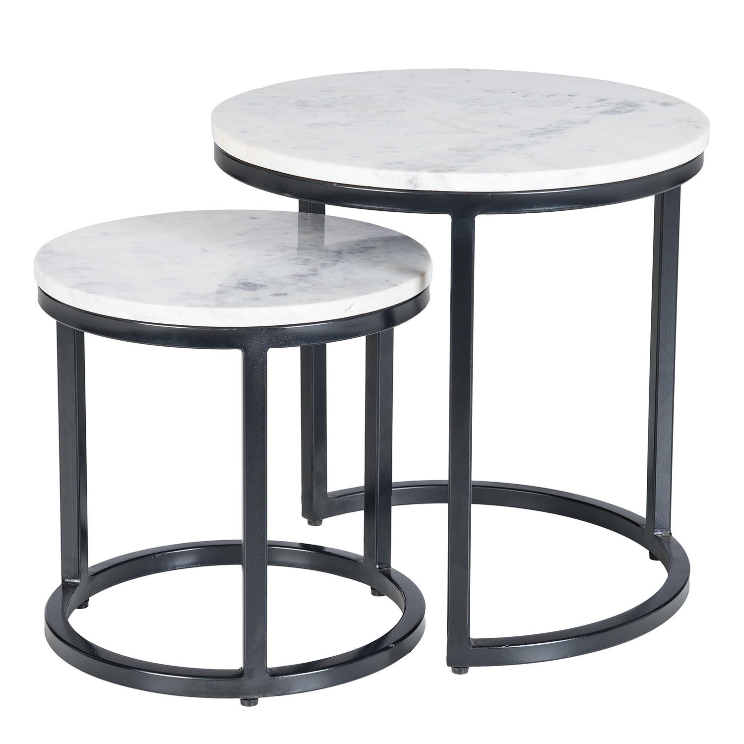 COUCHTISCH-SET - Marmor, 2-teilig - Weiß, Naturmaterialien (45/45/45cm) - home24